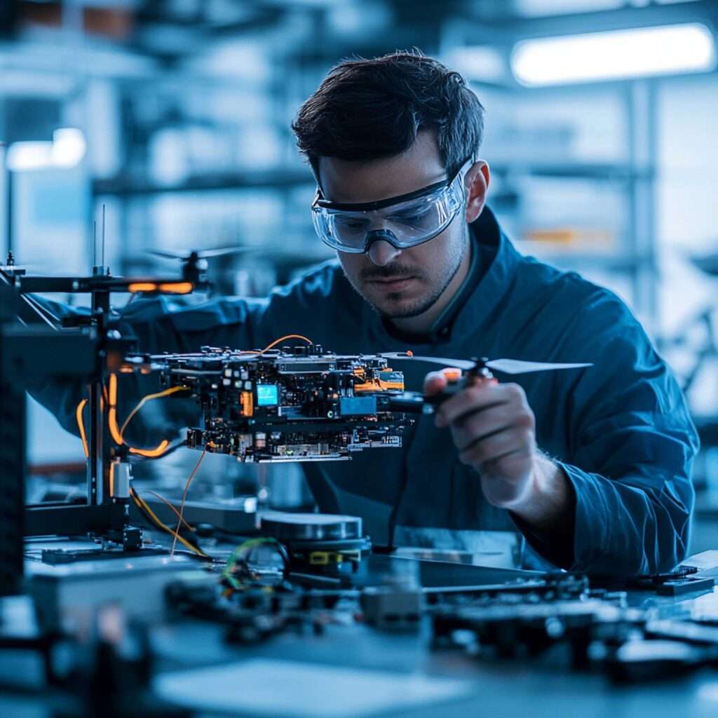 engineer-working-drones-electronic-systems-hightech-lab